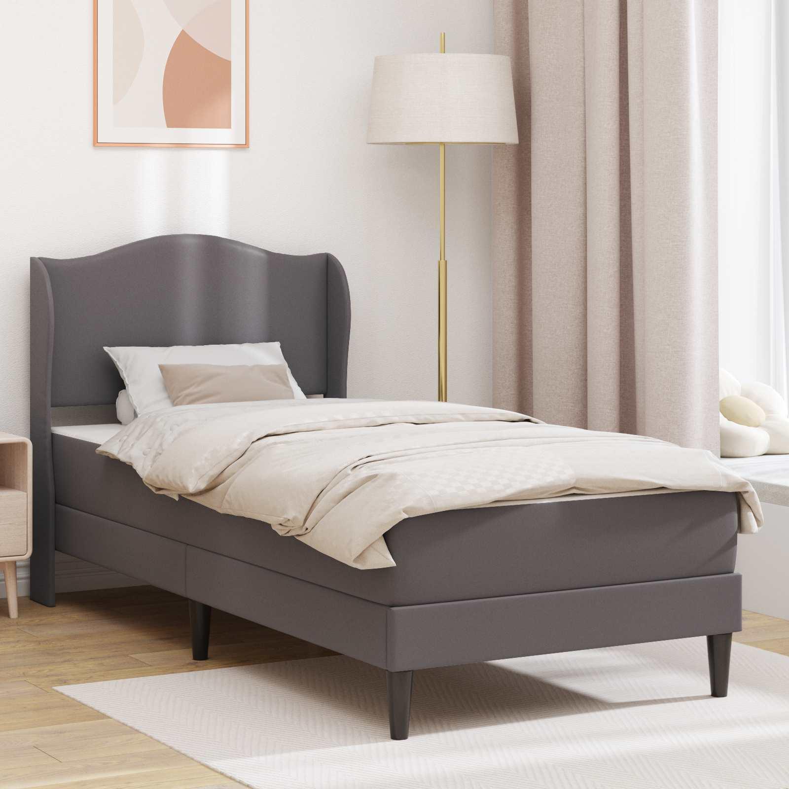 vidaXL Möbel Bettrahmen mit Kopfteil Grau 90 x 200 cm KunstlederKlassische Betten - Klassische Betten c4779 LL0000498042-VDLL-NEW26522
