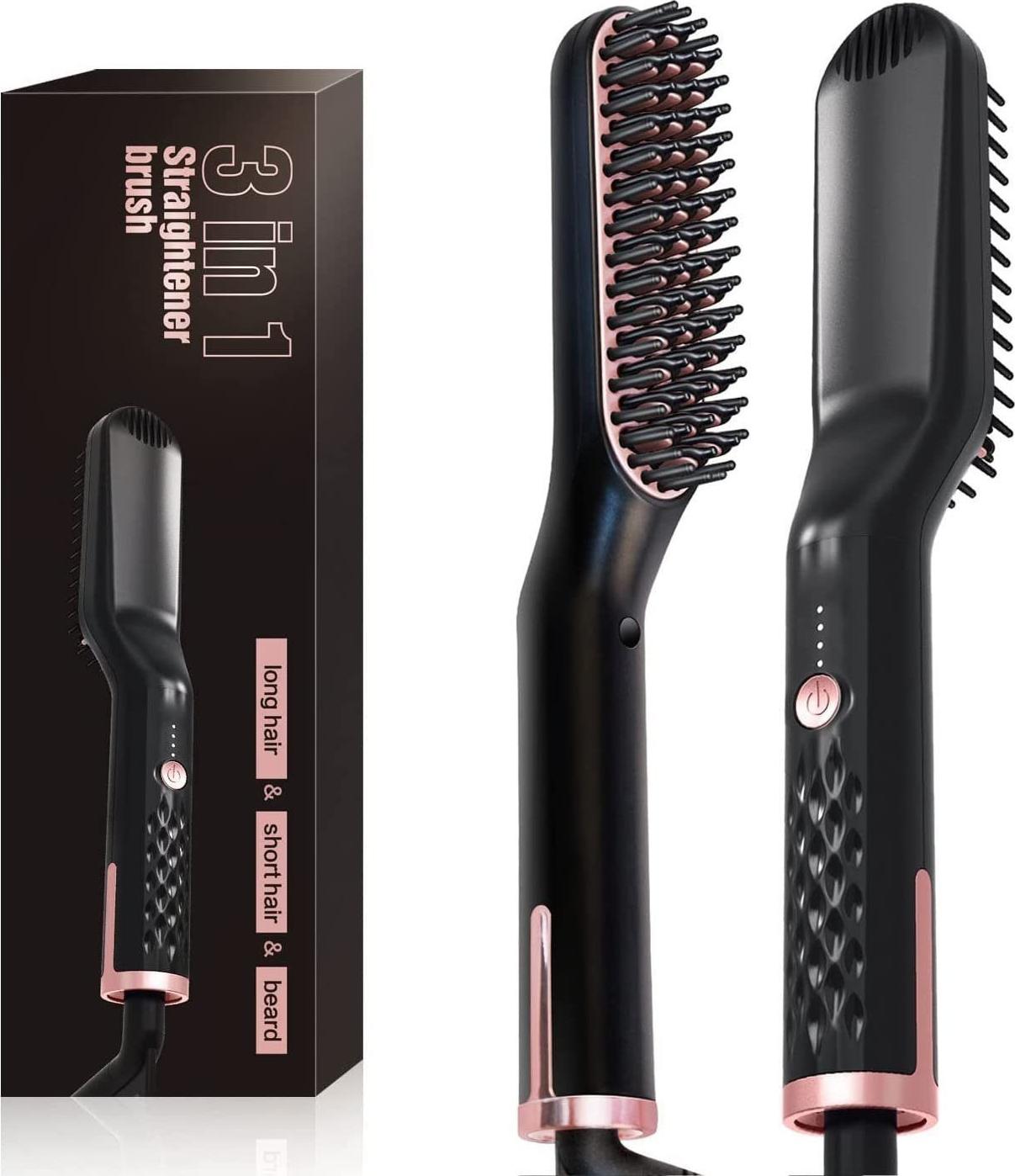 Dopwii Glätteisen Haarglätter Bürste, Bartglätter für Männer,3 in 1 Haarglätter Bürste KAUF-TRAD-HB163-002