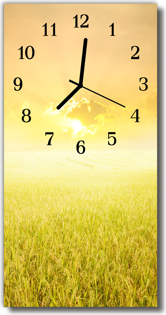 Tulup Glasuhr Wanduhr Küchenuhr Echt-Glas 30x60 Maisfeld Gold zsv-30x60-nn-44338020