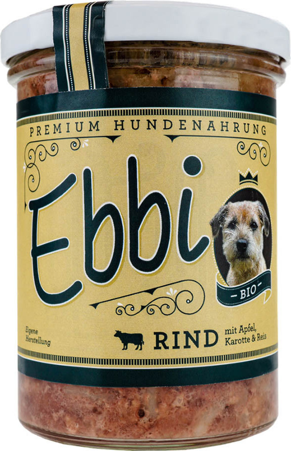 WUFF & MAU Ebbi Hundenassfutter im Glas - Rind 400g 260205-001