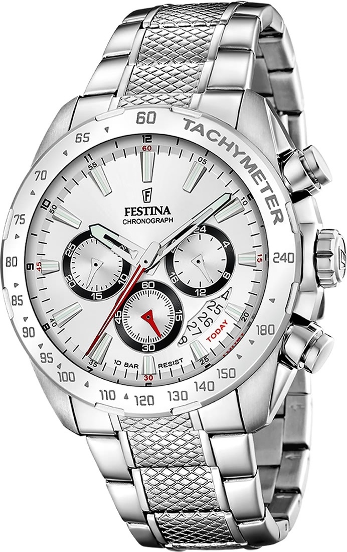 Pánske náramkové hodinky Festina z nehrdzavejúcej ocele strieborné Timeless Chronograph D2UF20668/1