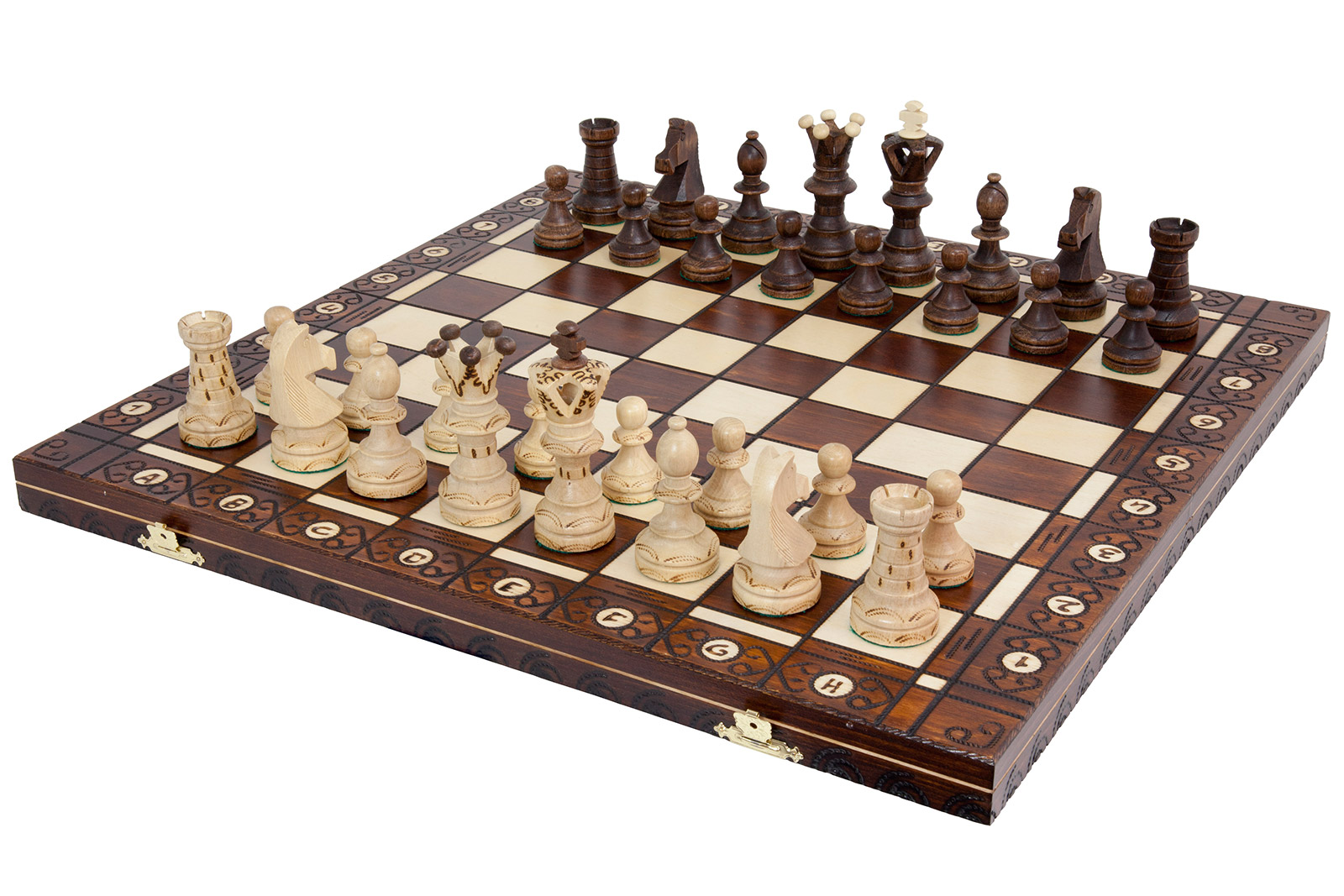 Schachset "Profi" mit Schachbrett und Schachfiguren KH 93 mm beige-schwarz 