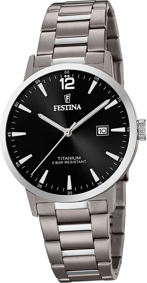 Festina Titánové pánske hodinky F20435/3 analógové hodinky s remienkom Silver Classic D2UF20435/3