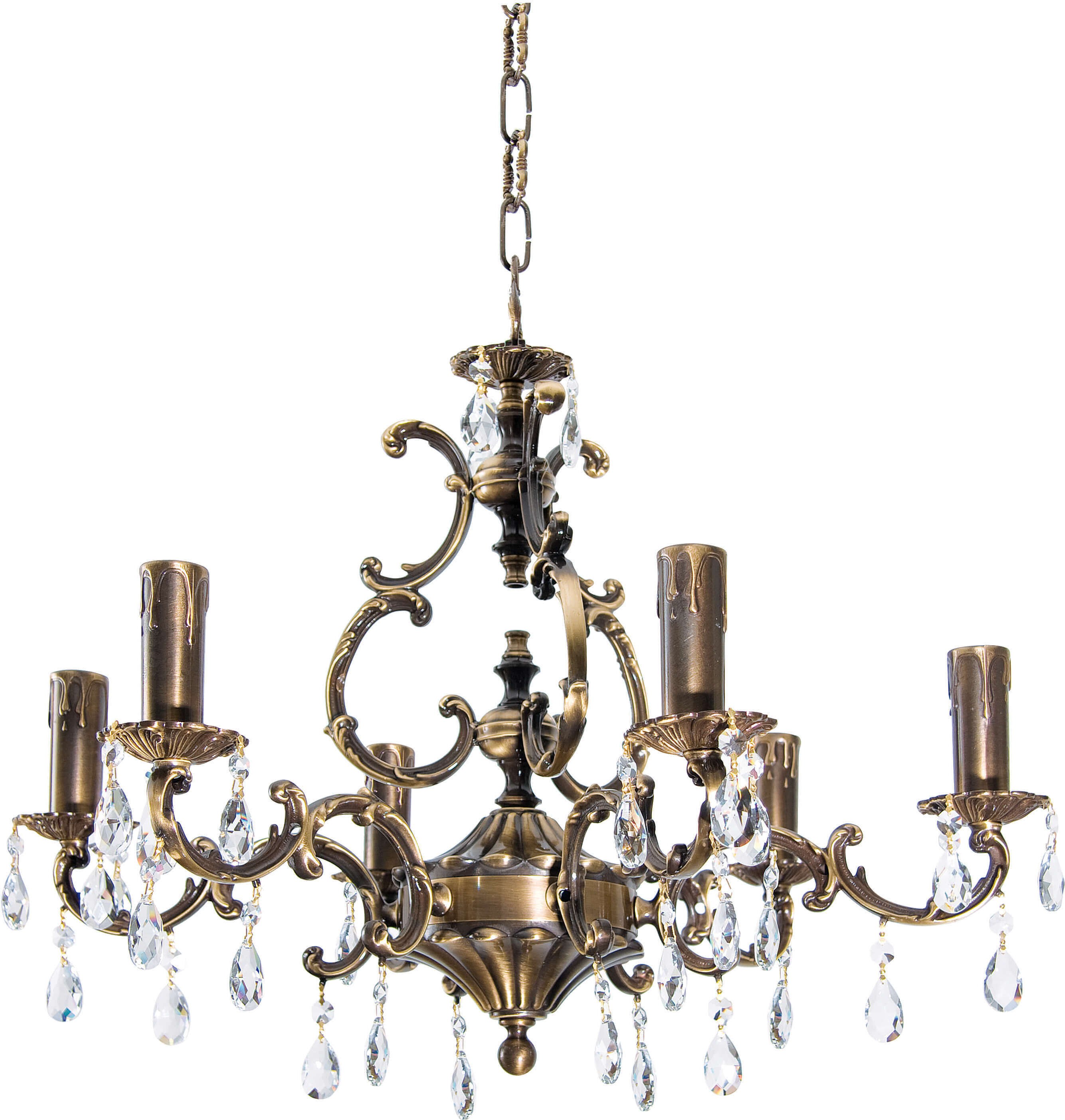 Kronleuchter Bronze E14 Messing massiv Jugendstil Pendelleuchte