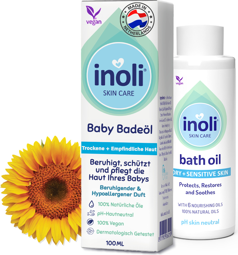 Inoli Intensiv Babyöl für Bad - pH-hautneutral - Mit 6 natürlichen Ölen - 100 ml