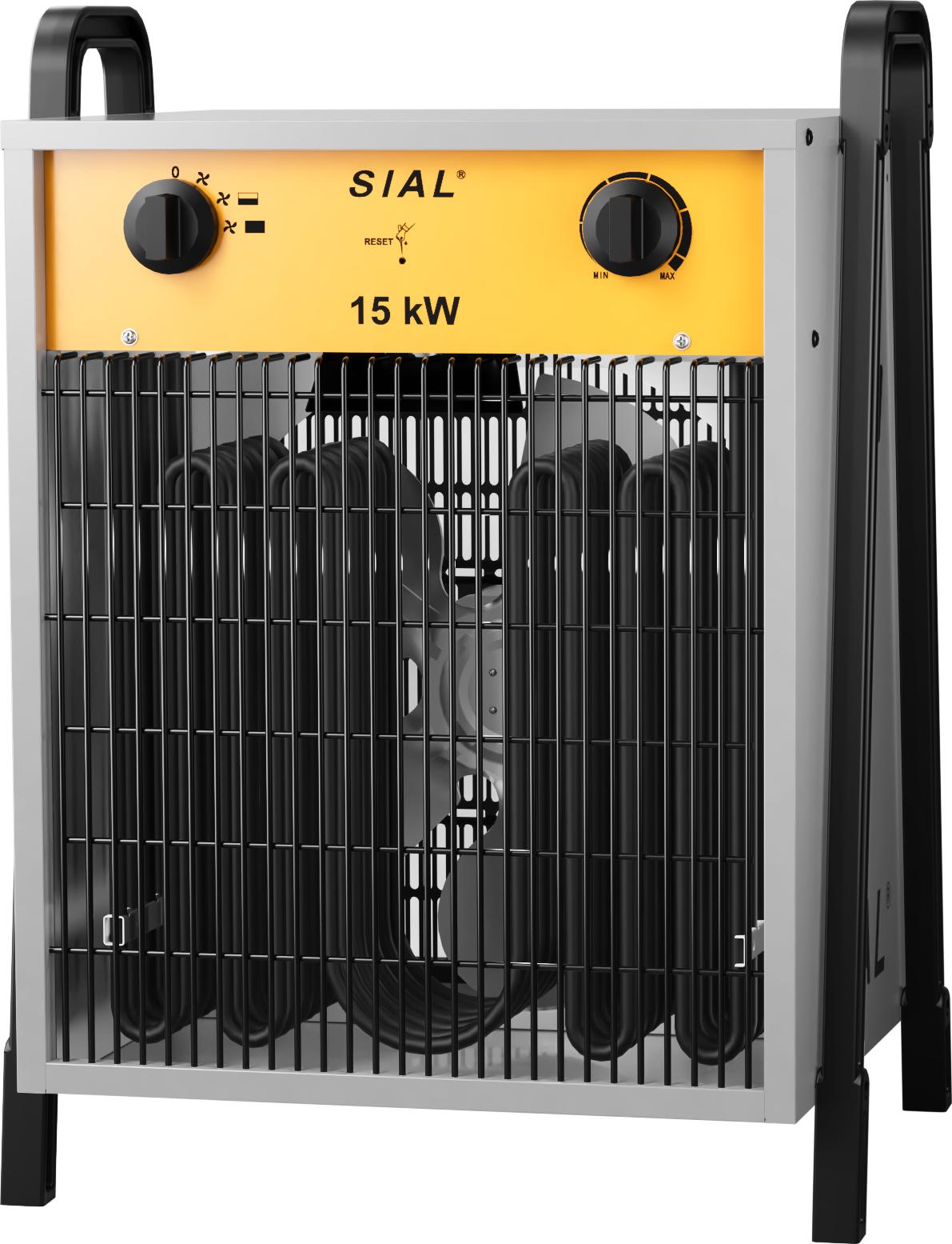 SIAL Priemyselný vykurovač 15kW, termostat, 2 režimy, strieborná (pre staveniská, dielne, garáže)