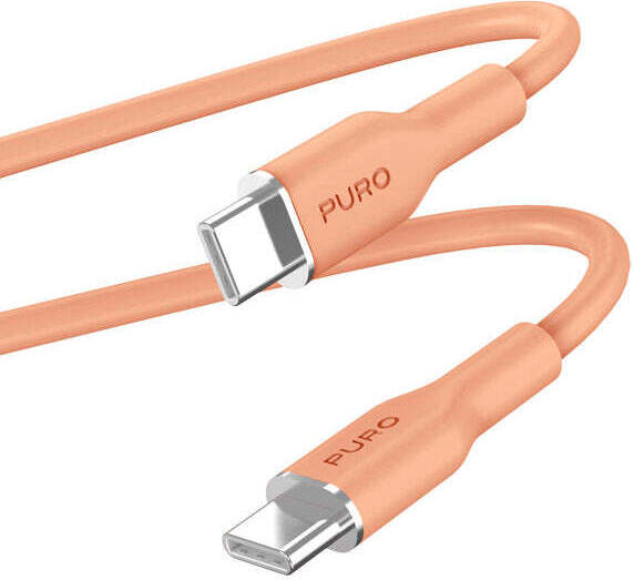 PURO ICON Soft Cable - kábel USB-C na USB-C 1,5 m (marhuľová)