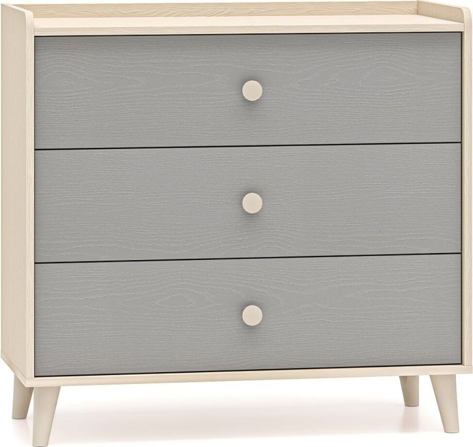 Lomadox Kinderzimmer-Kommode in Sandbeige mit grau fühlbare Struktur, mit 3 Schubladen - MODICA-131 1MEVE06-002