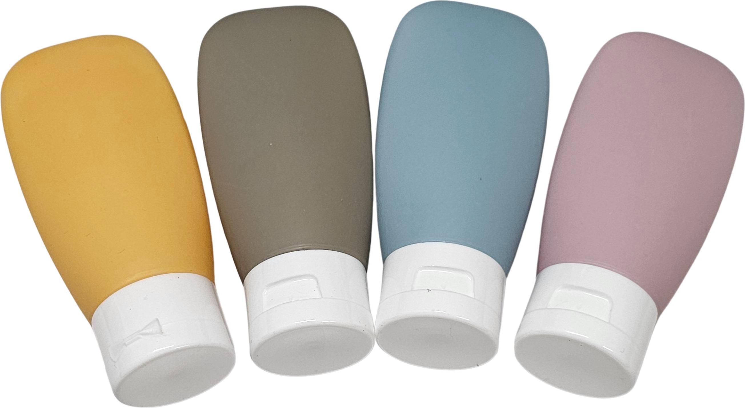 Gadgetpoint Silikon-Reiseflaschen - Reiseflasche - Nachfüllbar - 100 ML - 4er-Set - Mehrfarbig