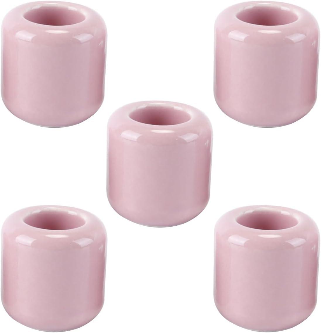 Mmgoqqt Set aus 5 kleinen rosa Keramikkerzenhaltern mit Wicca-Ritualklangspiel für einen tragbaren Altar Kau-LA-26328-127