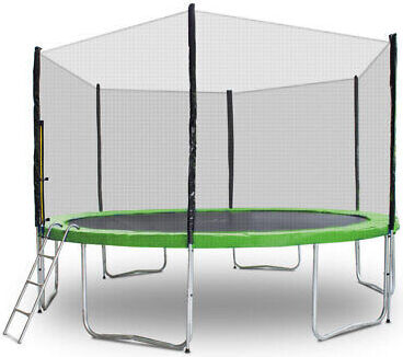Trampolin-King 250cm Trampolin mit Sicherheitsnetz, Randabdeckung, Leiter, Hellgrün, MS-17126