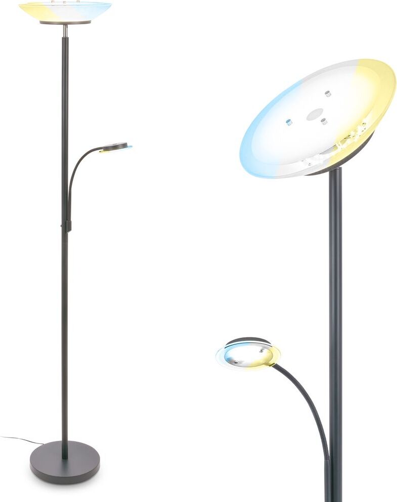 Briloner Suda LED Stehlampe, Lesearm, Dimmbar, Speicherfunktion, Schwenkbar, Anthrazit, 45 x 32 x 180 cm