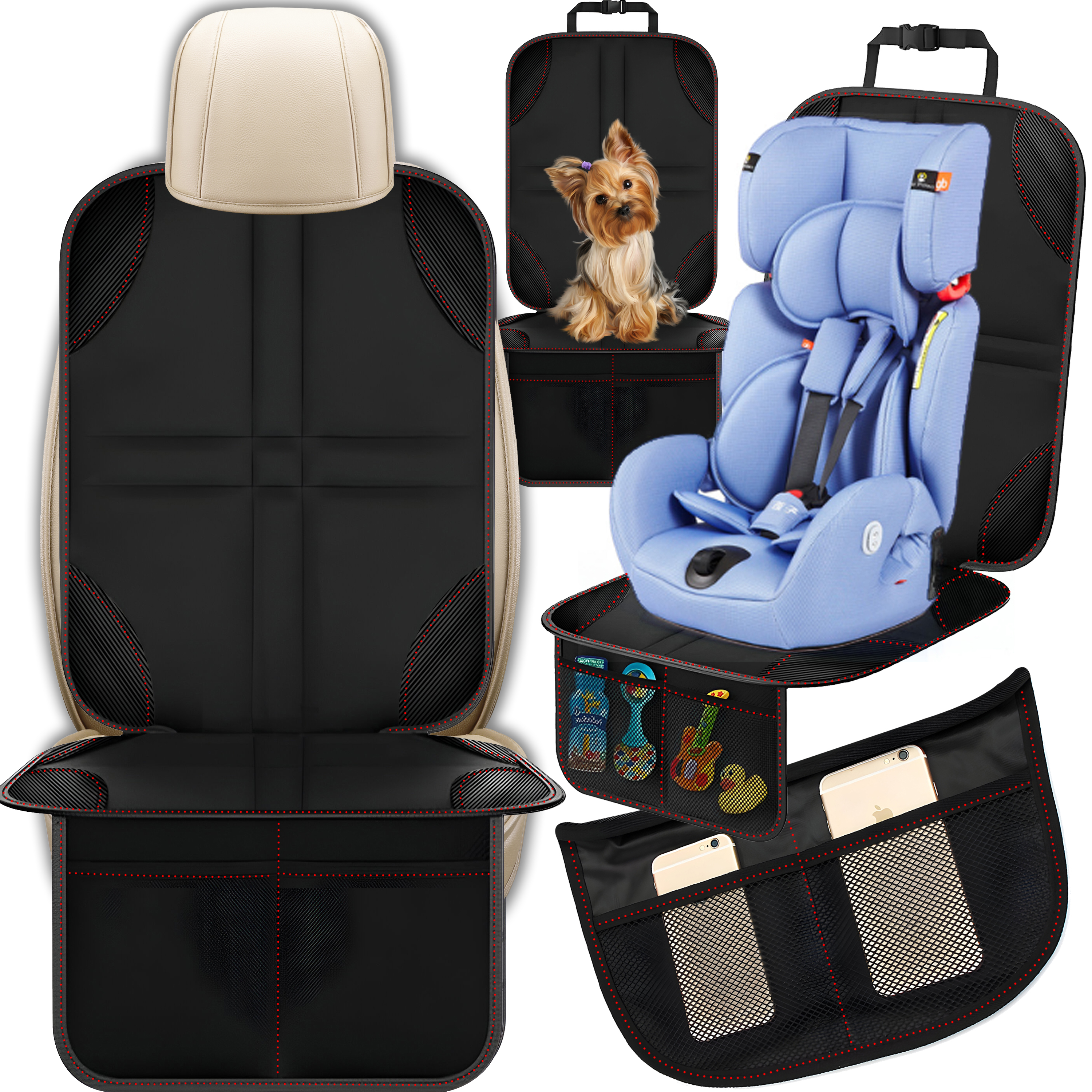 Kindersitz-Unterlage Basic fürs Auto, 3 Netztaschen, Isofix
