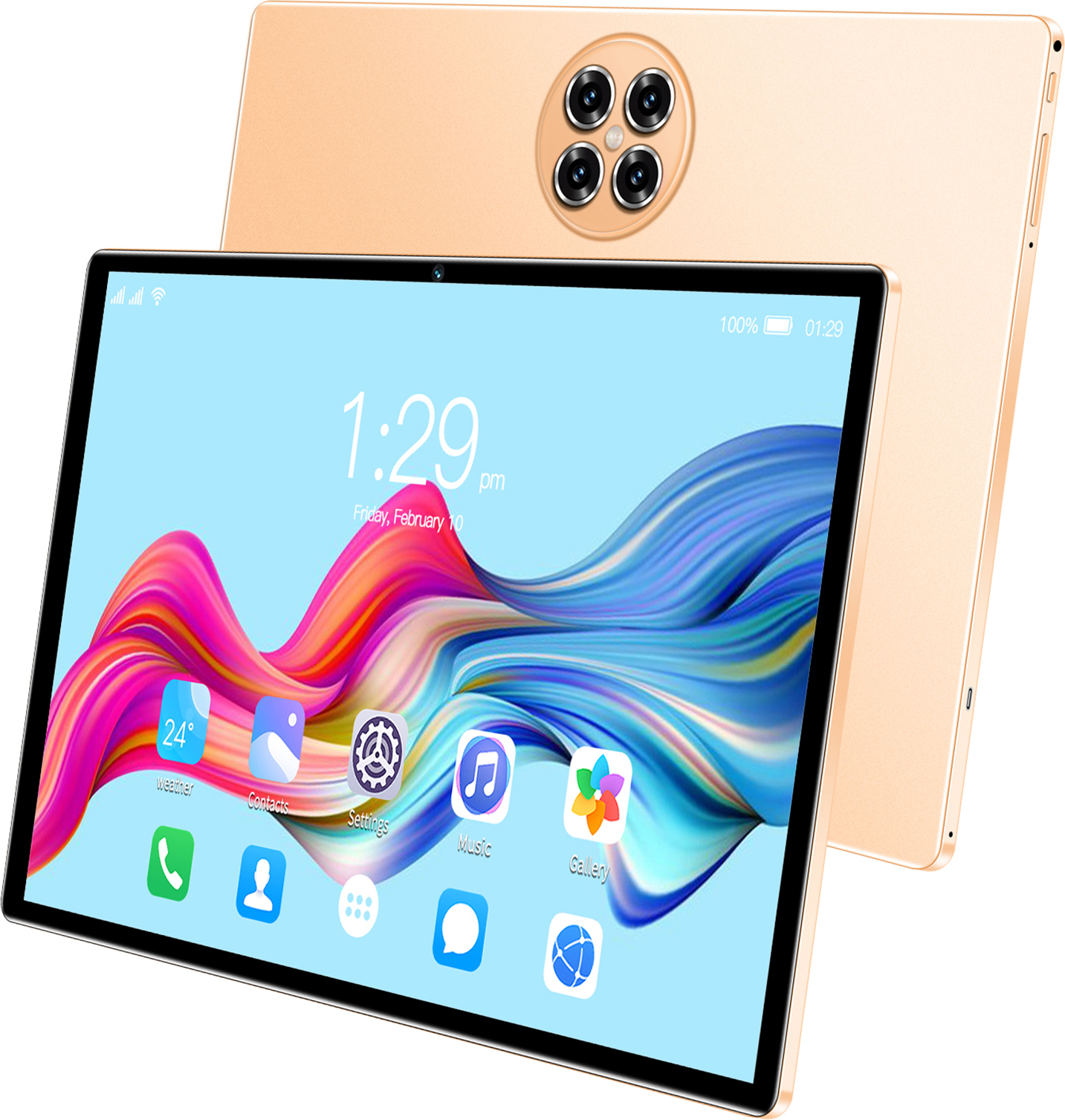 10.1 palcový tablet mate50 ▏Android 12 ▏8GB+256GB ▏10 jadrový procesor MTK6797 ▏1960x1080 rozlíšenie ▏5G WIFI/Bluetooth 5.0 ▏predná 8M zadná 16M kamera ▏nemecká čeština, farba: zlatá