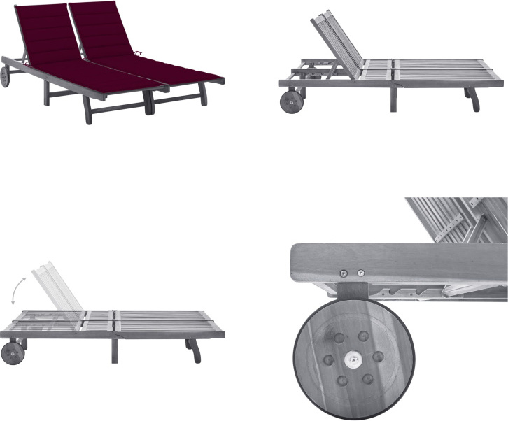 vidaXL Lehátko pre 2 osoby s vankúšom sivé akáciové masívne drevo - Lehátko - Lehátka - Drevené ležadlo - Drevené ležadlá