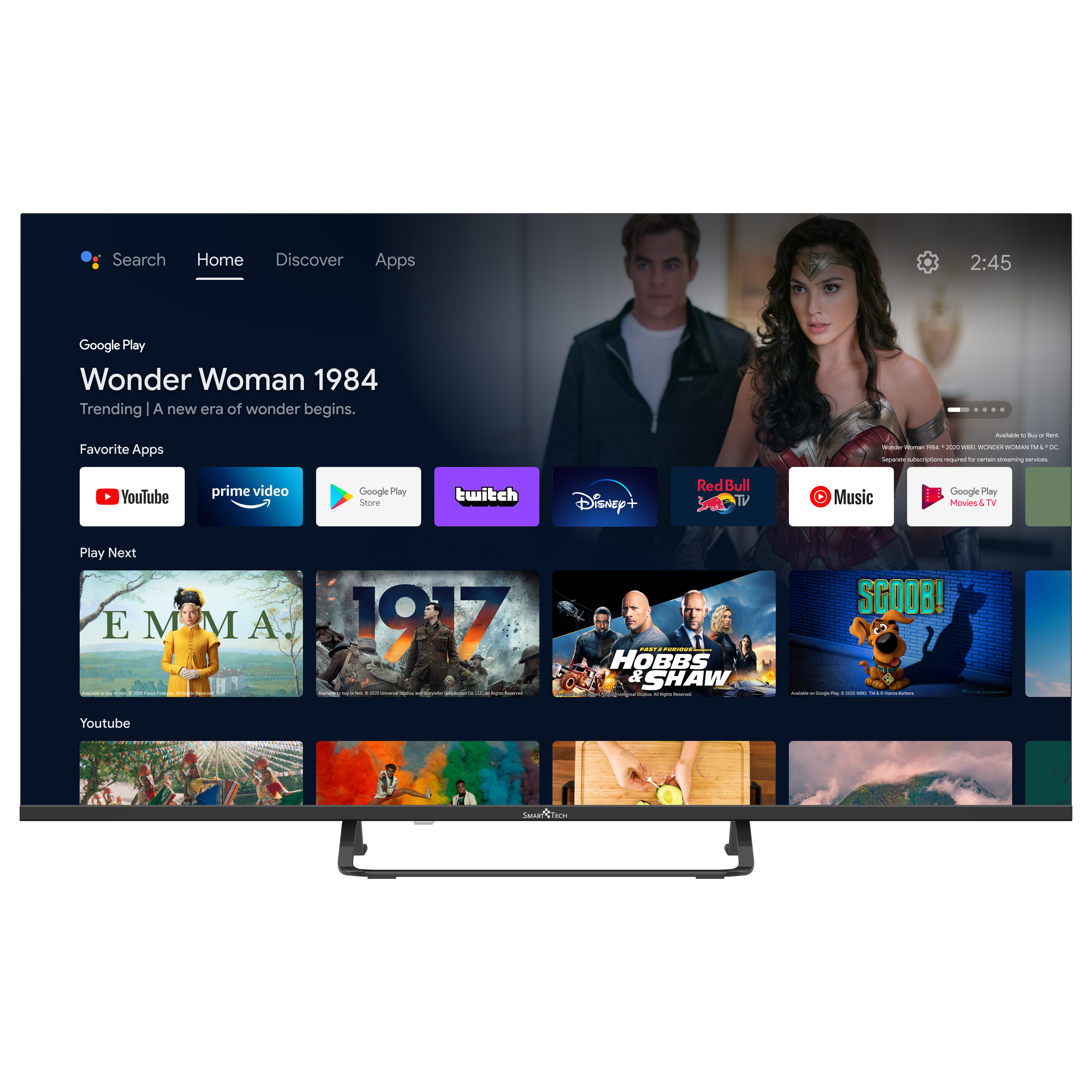 TV Tech 43Zoll Smart 11.0 Google Assistant Fernseher Smart Android 43UA20V3 4K UHD