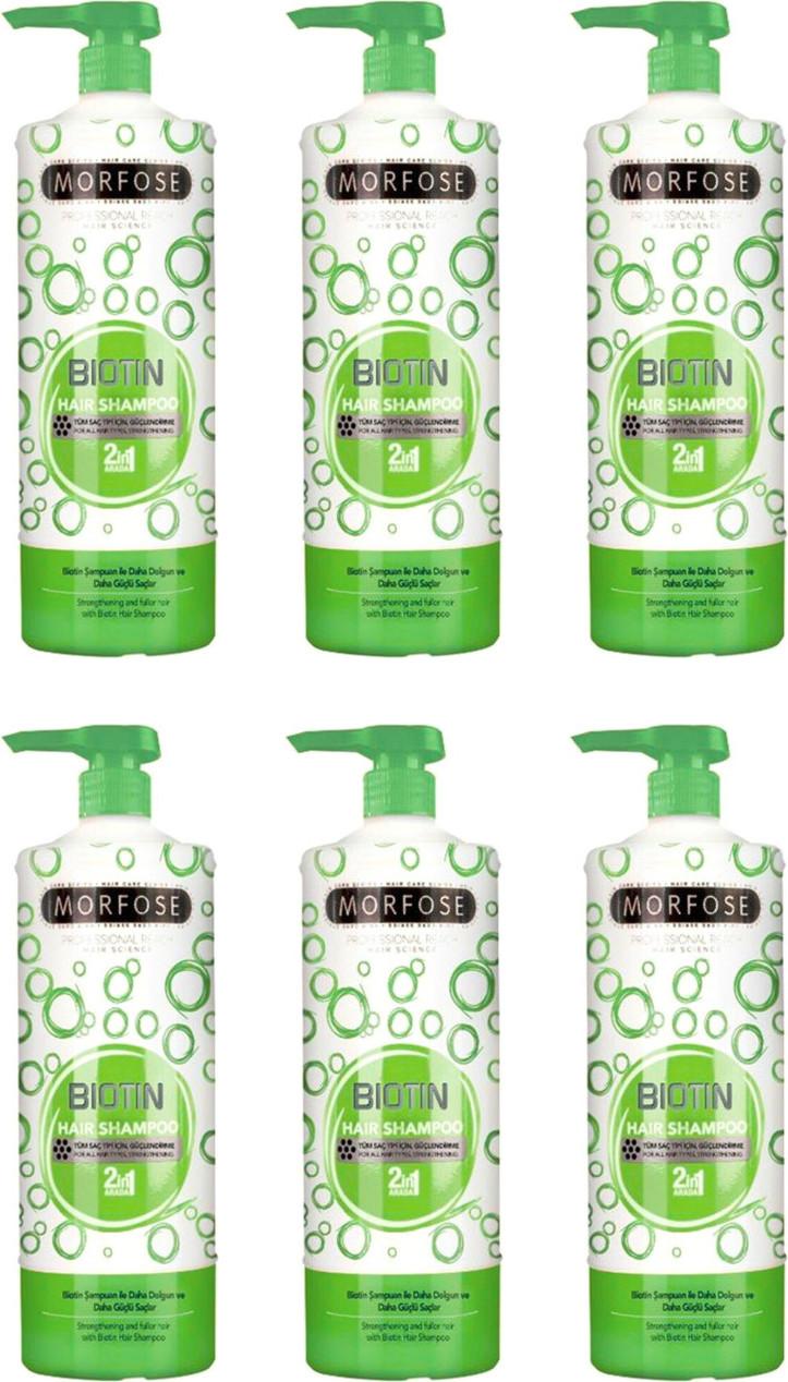 Morfose Biotin Shampoo mit Tocopherol (Vitamin B7) für brüchiges Haar 6x1000 ml
