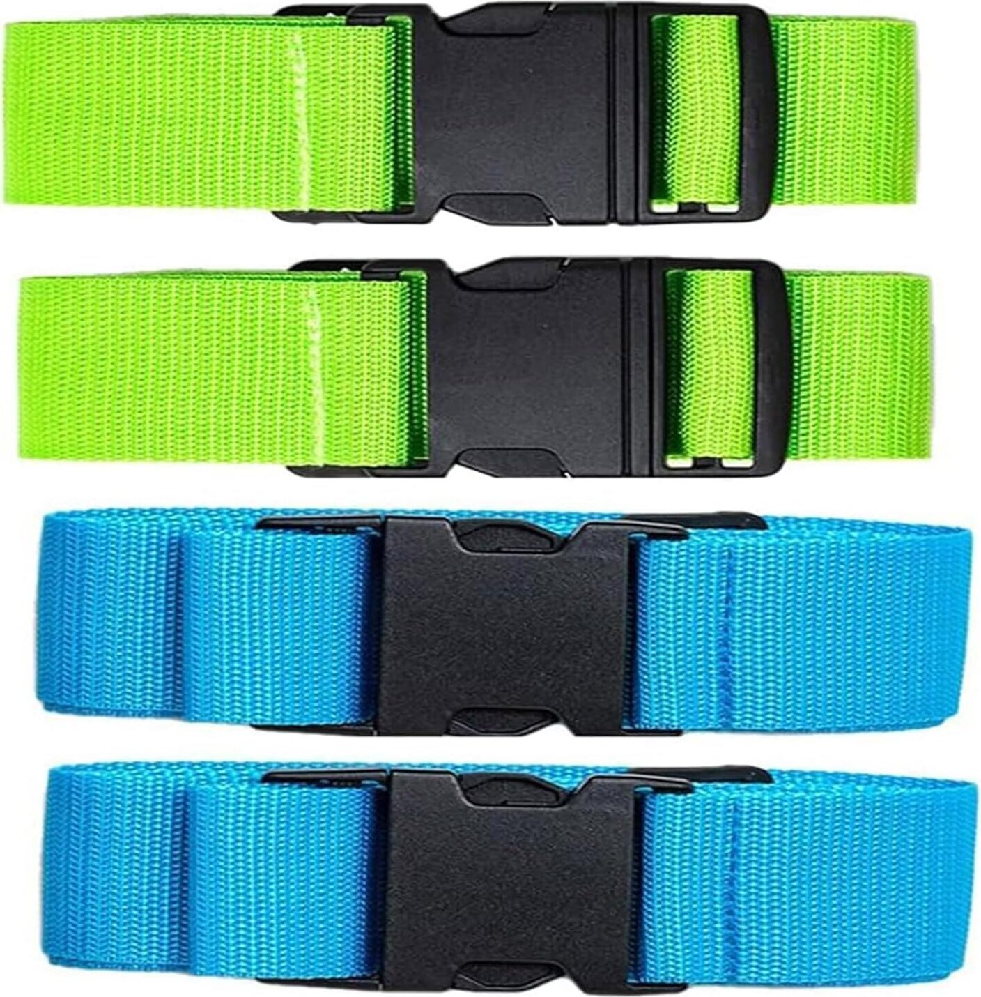 RPSTrading 4er-Pack Gepäckgurte für Koffer, Gepäckgurt, Koffergurt, Gepäckgurtgurt, Koffergurtgurt (Blau, Grün) FZ-B0D4272VC2