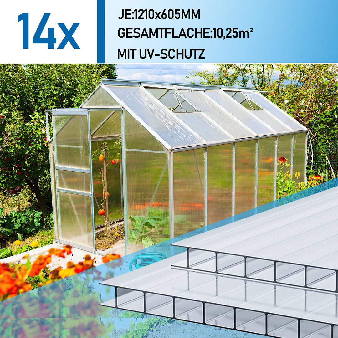 Yakimz 14x Polycarbonat Doppelstegplatten Hohlkammerplatten 4mm Doppelstegplatten Stegplatten Gewächshaus RL-HG7846YJ-14-CTb