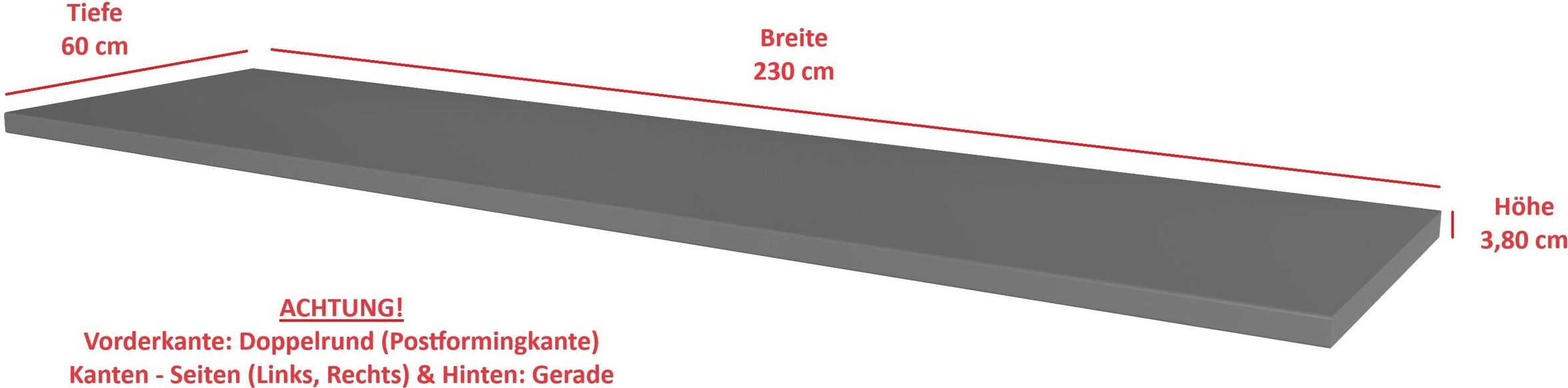Küchenpreis-Bombe Arbeitsplatte 230cm 38mm Anthrazit matt Küche Nessa Scandi Old Style Ava-AR Luna