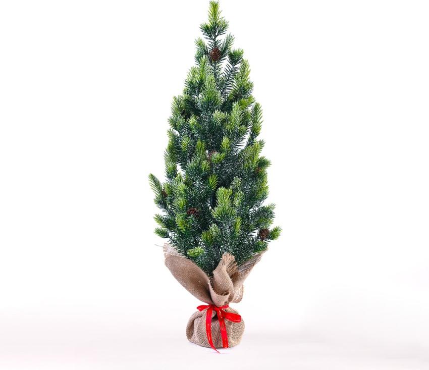 EcoXmas Kleiner künstlicher Weihnachtsbaum 50cm für den Tisch mit Zapfen und künstlichem Schnee Stoeren