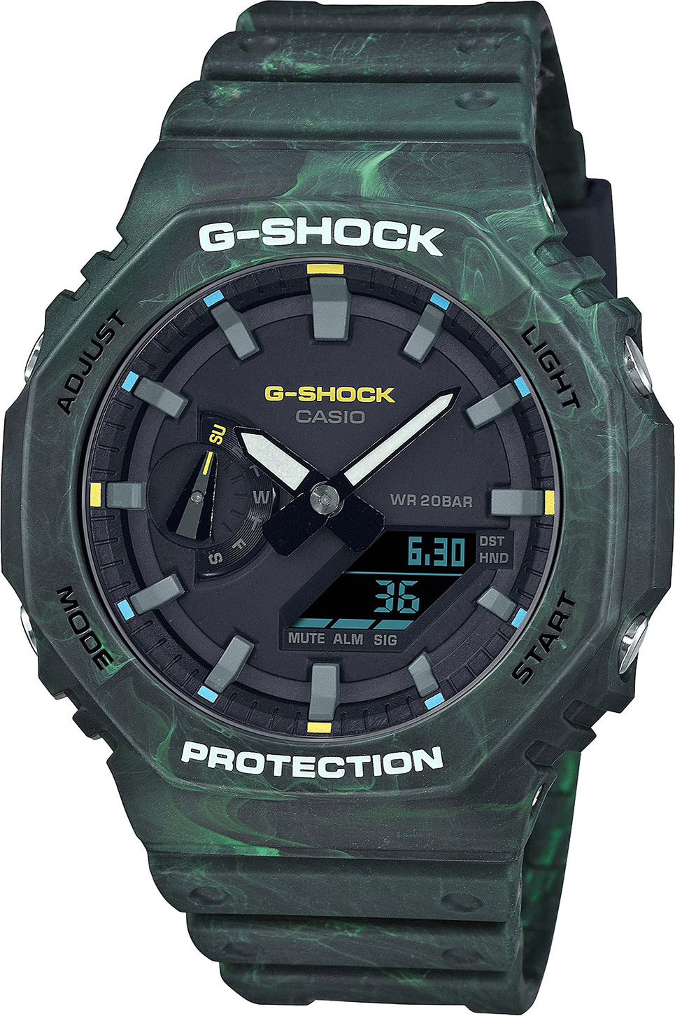 Pánske hodinky Casio GA-2100FR-3AER G-Shock Classic AnaDigi zelené škvrnité