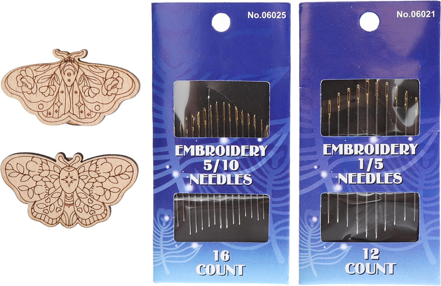 Gistuch Nadel -Minder -Schmetterlings -Magnethüter und Stickern Nadeln für Nähtyp 5 6 Set eingestellt