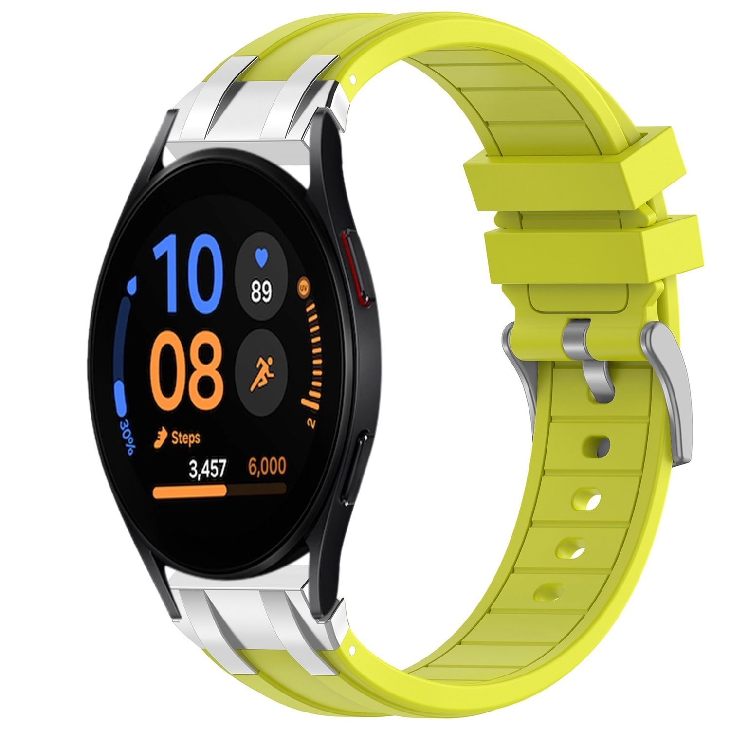 Pre Samsung Galaxy Watch FE 40 mm Silikónová rýchloupínacia strieborná pracka Náhradný pás na ruku Yellow
