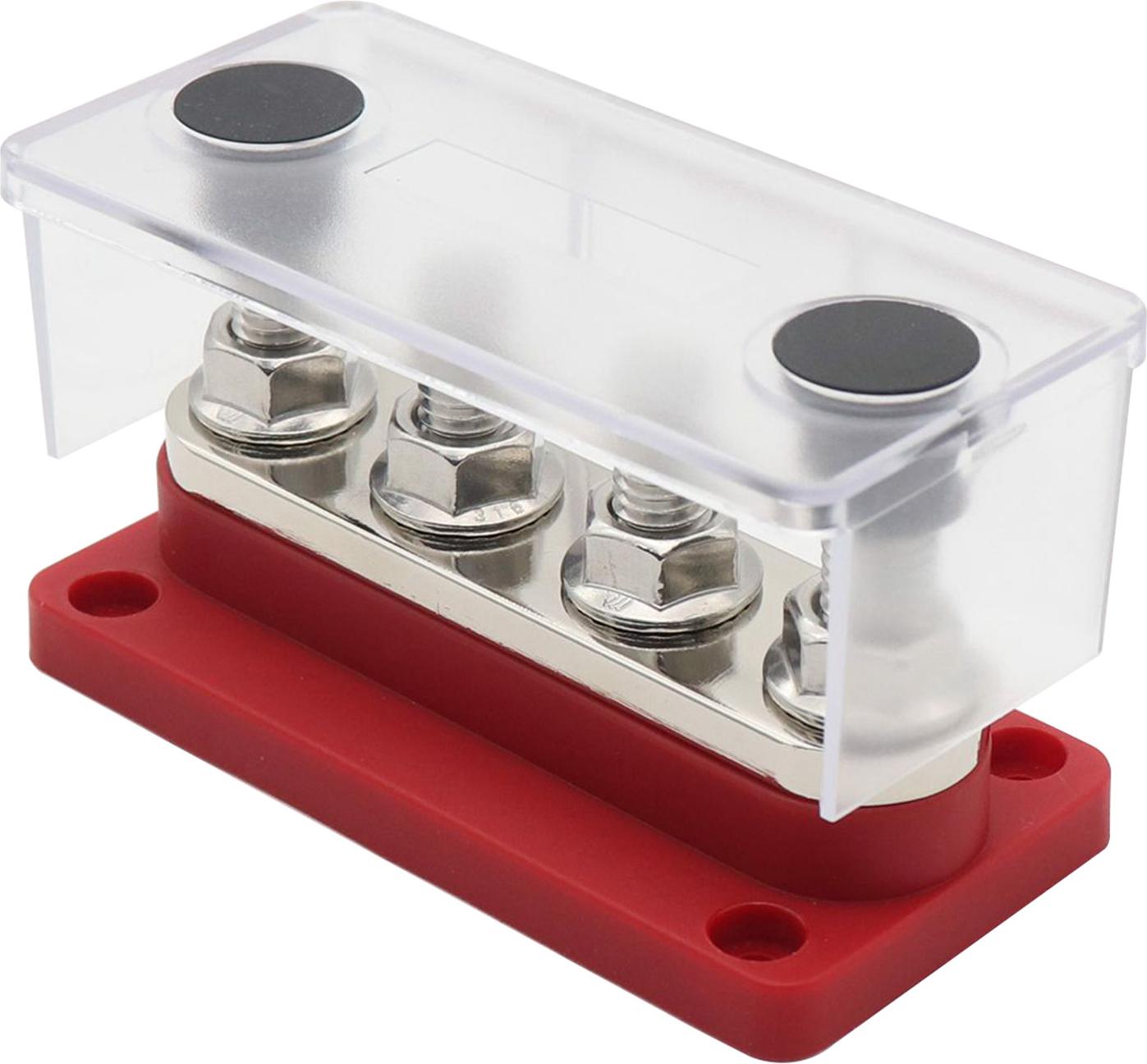 Cocosity 300A Stromverteilungsblock Stromschiene 4 x 3/8 48V DC Stromschienenbox mit transparentem Deckel