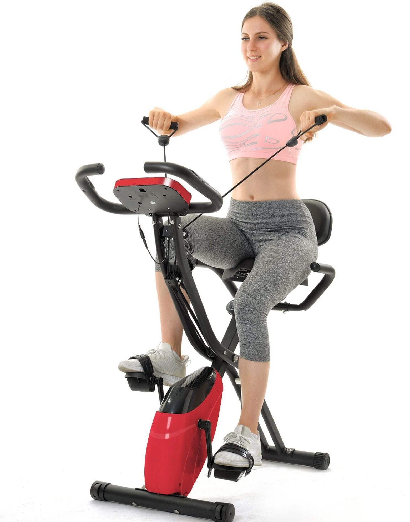 Fortuna Lai X-Bike, X-Rider Basics, cyklotrenažér, 10 úrovní odporu, LCD displej vrátane 2 odporových pásov, skladací bicykel, max. hmotnosť používateľa 120 kg, meranie pulzu. Hmotnosť používateľa 120 kg, meranie pulzu, čierna/červená