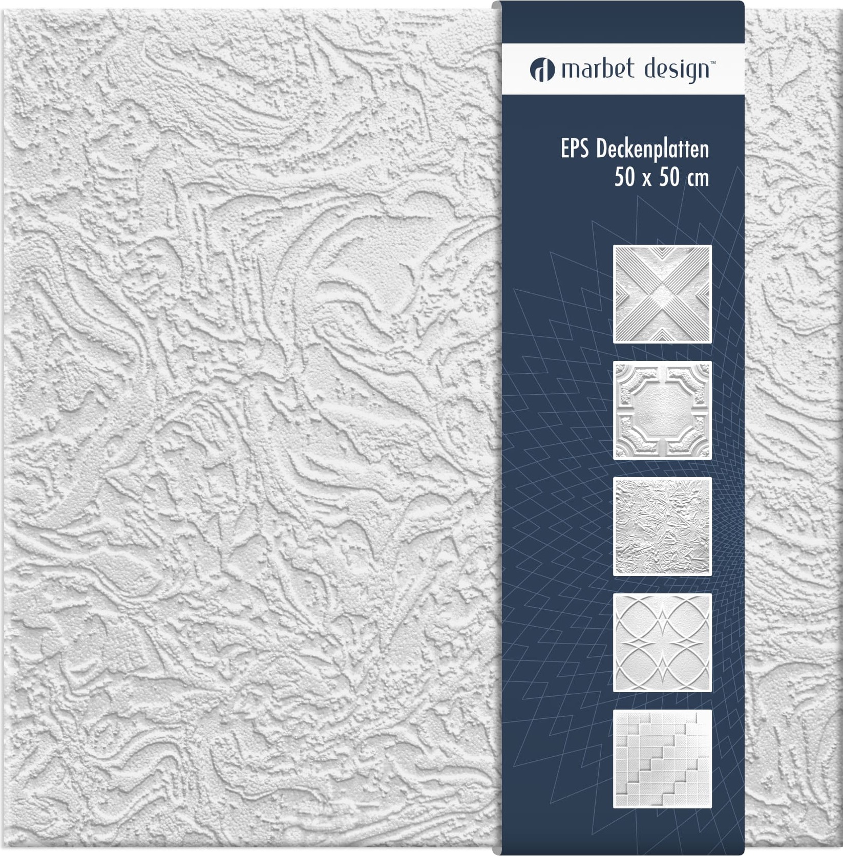 Marbet Design Deckenplatten aus Styropor EPS - Deckenpaneele leicht & robust im modernen Design - (10QM Sparpaket MONSUN 50x50cm) Deckenplatten Feuchtraum Decke 65216