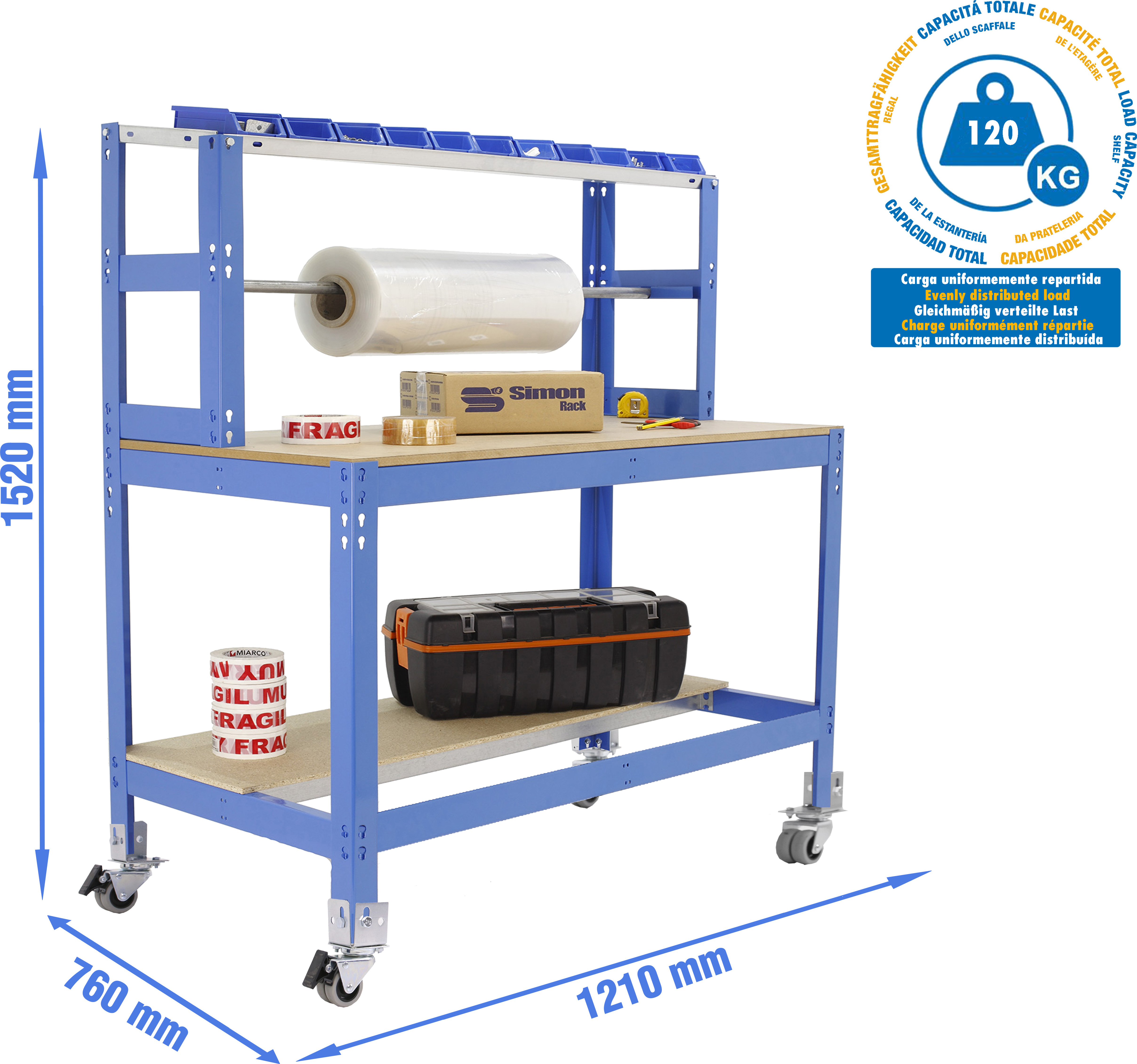 Werkbank ohne Parafuses SIMONWORK MOBILE BT4 1200 BLAU/HOLZ