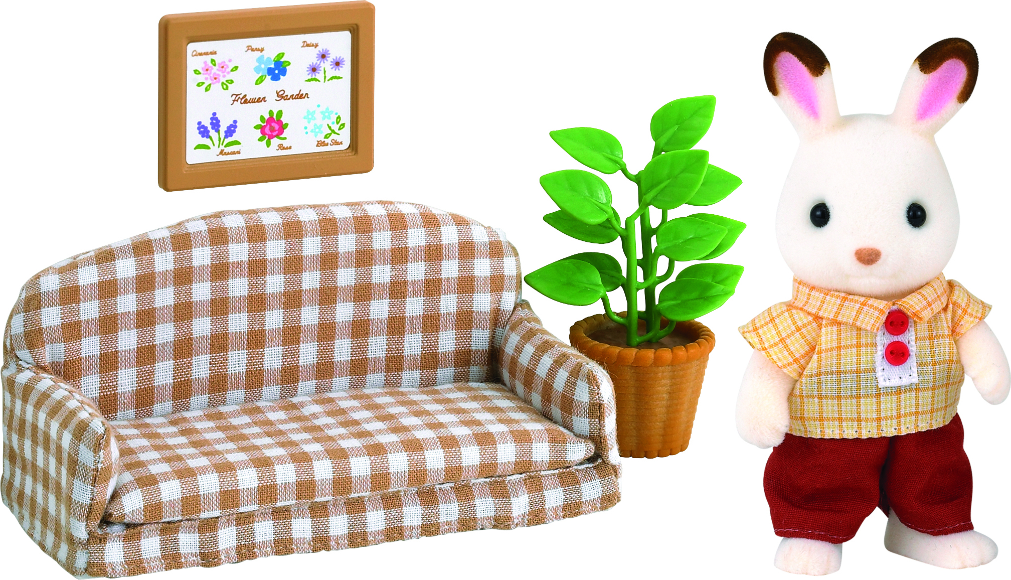 Sylvanian Families Schokoladenhasen Vater mit Sofa 5013