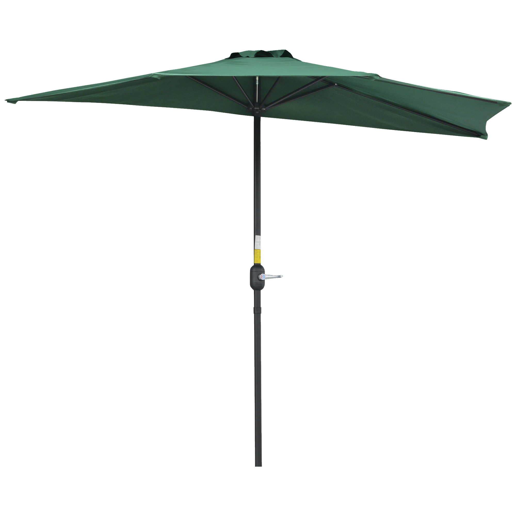 Outsunny Sonnenschirm 269 x 138 x 236 cm, Garten-Sonnenschirm mit Kurbel und halbrunder Form für Außenterrasse, Terrasse, Pool, Grün 84D-007GN