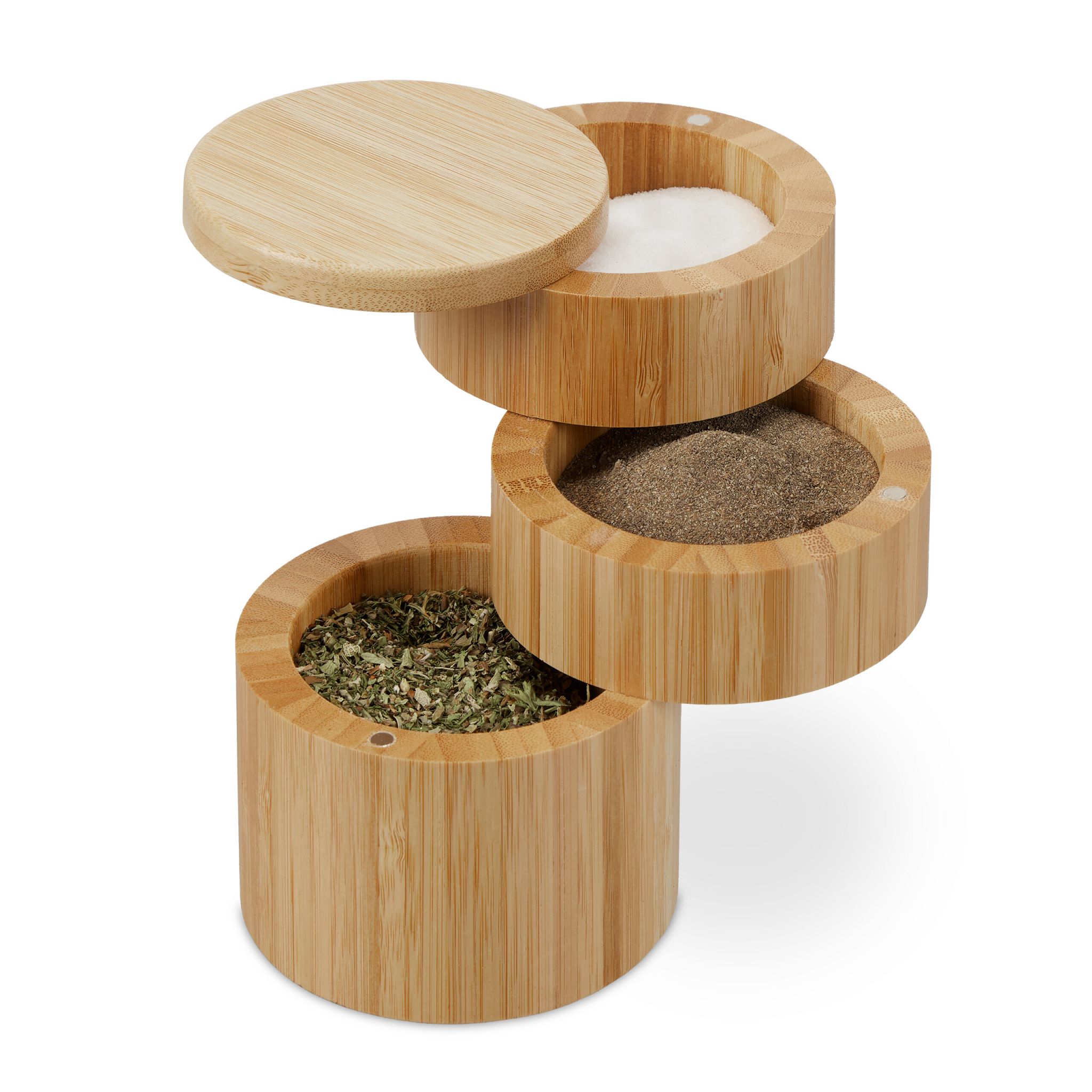 relaxdays Récipient à sel rotatif avec 3 compartiments