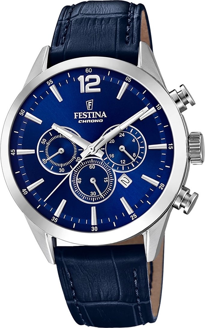 Kožené pánske náramkové hodinky Festina tmavo modré módne D2UF20542/2