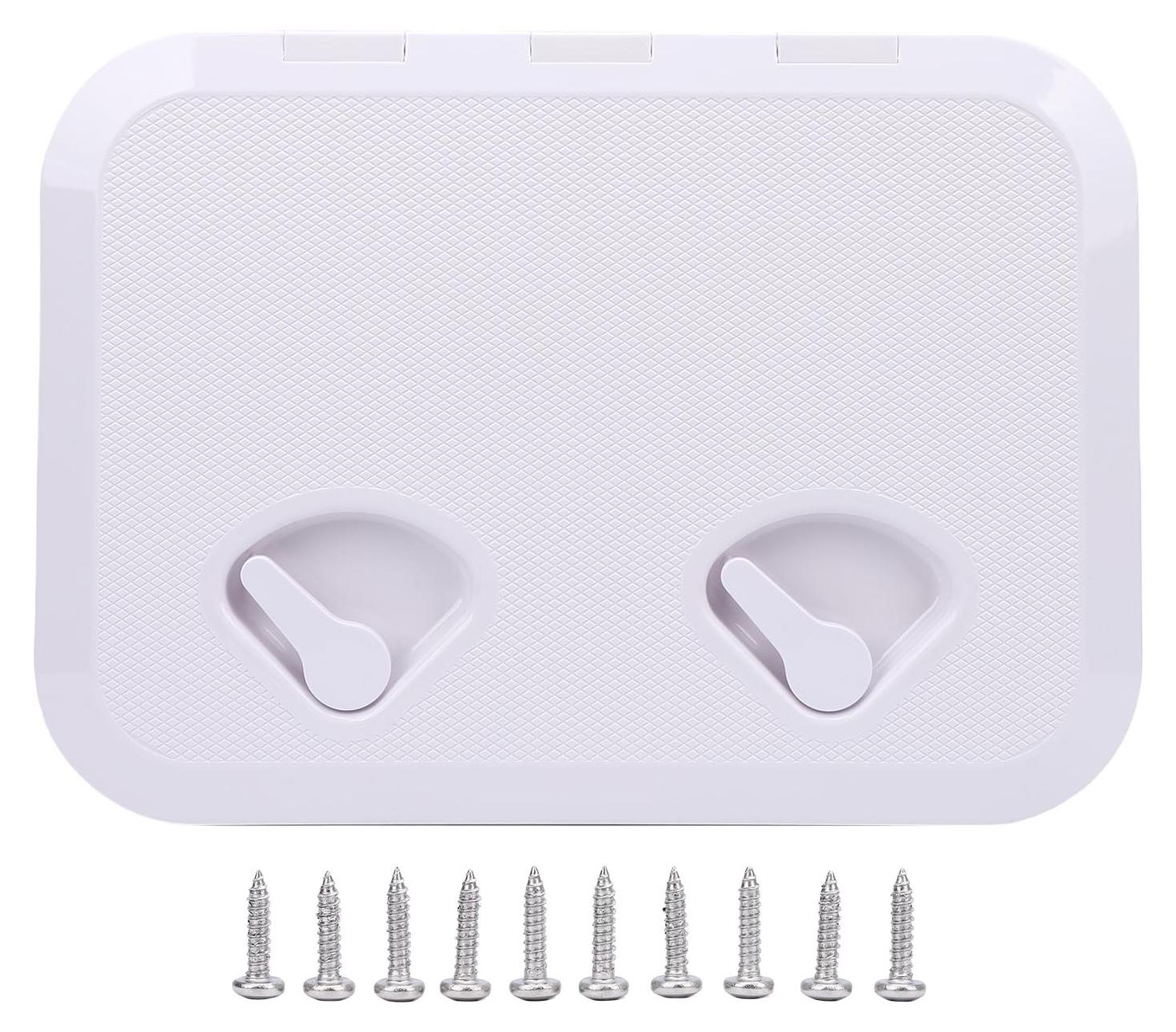 TWO TREES Bootsdeck-Zugangsluke 17,3 x 12,4 Zoll, 180¡ã öffnungswinkel, robuste, rutschfeste, rechteckige Bootsdeck-Lukendeckel, weiß