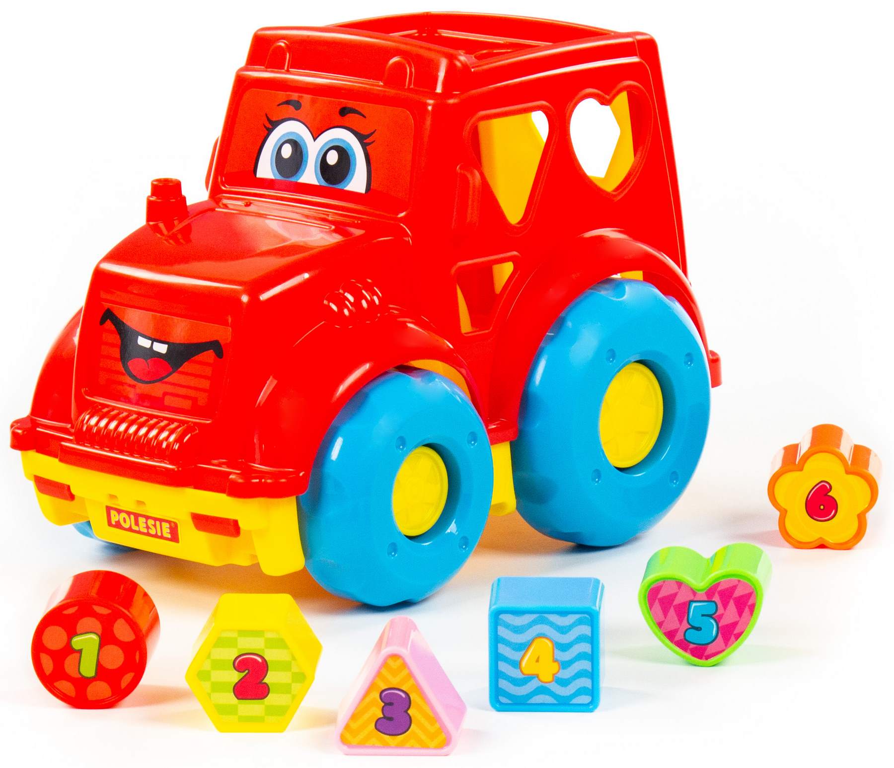 POLESIE Sortierspiel Steckspiel Traktor Baby Lernspielzeug m. Zahlen-Stecksteinen +12M