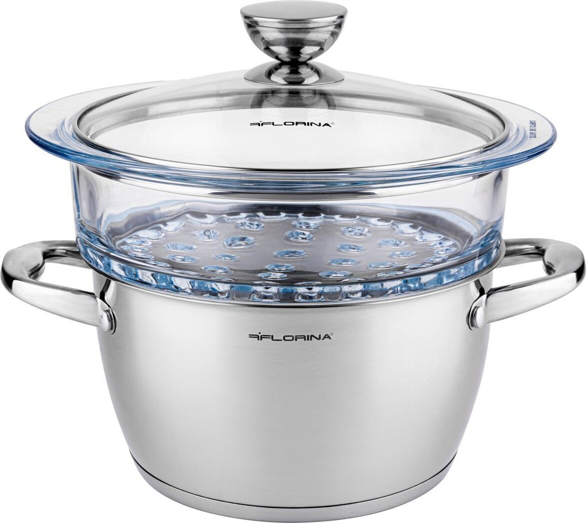 Dampfgarer 3tlg. Edelstahl mit Glas-Dampfgareinsatz Florina 5g8723