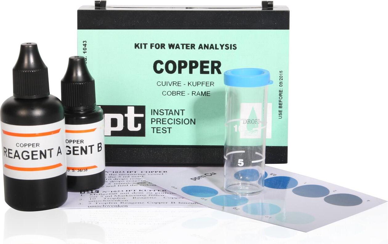 Aquintos-Wasseraufbereitung GmbH Wassertest Kupfer CU Kupfertest Kupfer Wasser im Trinkwasser messen Test Kit von Aquintos AQCUB-1