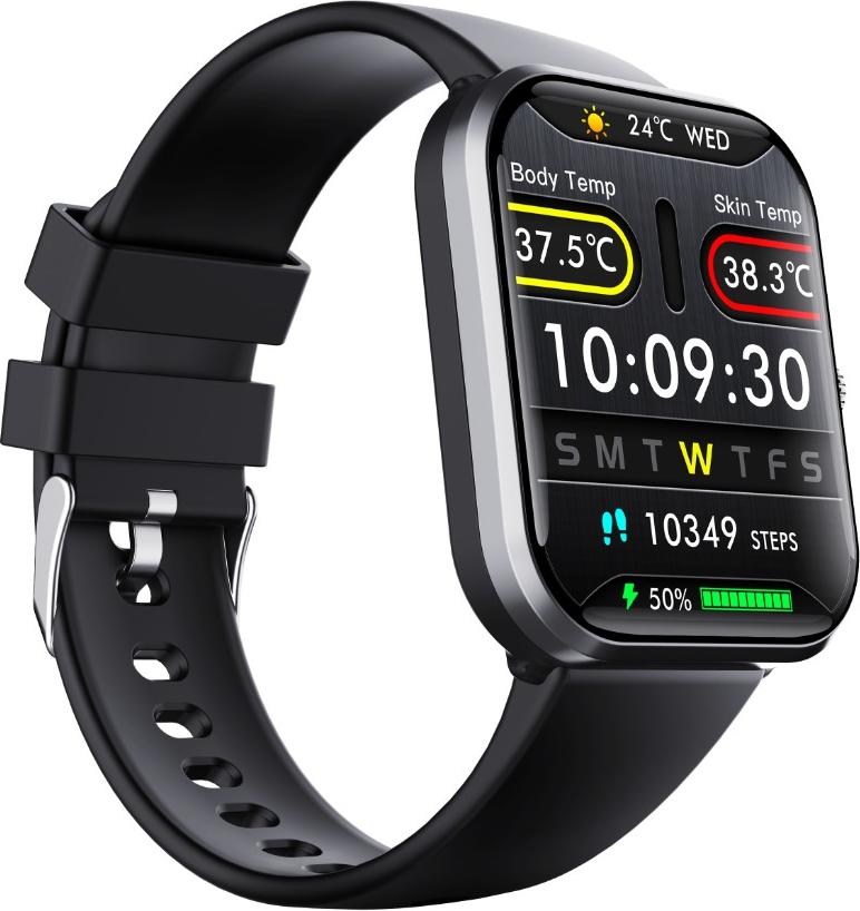 INF Smartwatch Schwarz AluminiumxSilicon 108 Sportmodi IP67 Bluetooth 5.3 für Alltag 413271