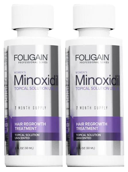 Set zur Haarwuchsförderung, Foligain, Minoxidil 2 %, inklusive Pipette, 2 x 60 ml