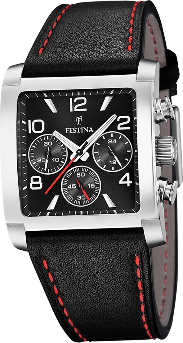Pánske kožené hodinky Festina čierne Náramkové hodinky Timeless Chronograph D2UF20653/3