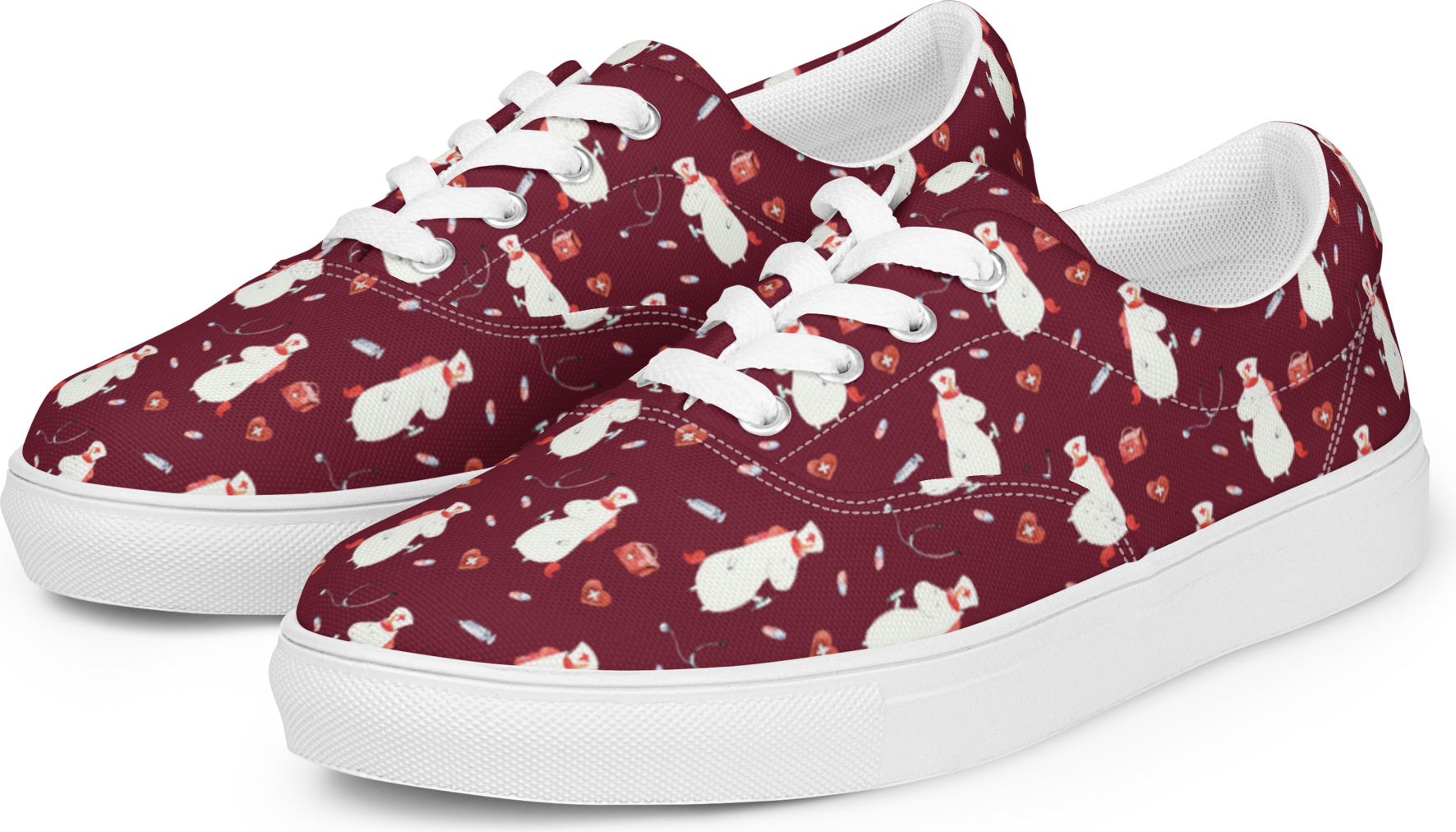 Mr. & Mrs. Panda Sneaker Damen Einhorn Krankenschwester Größe 40 - Rot - Geschenk, Ärztin, Krankenhaus, Canvas-Sneaker, Krankenpflegerin, Damenschuhe, Krankenpfleger PD-1636840-STANDARD