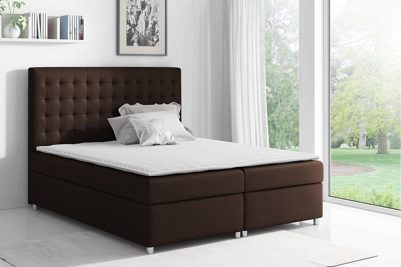 Hotelová manželská posteľ 180x200 SARITA - hnedá + topper ZDARMA