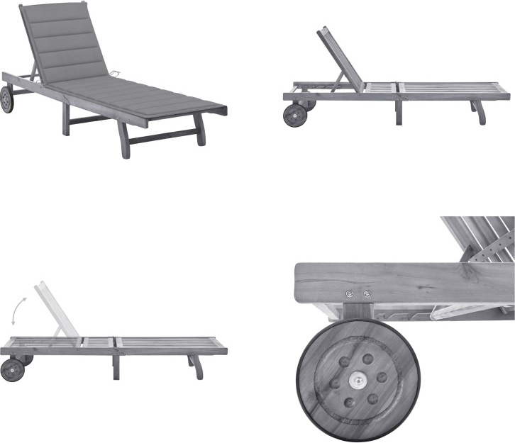 vidaXL Lehátko s vankúšom sivé akáciové masívne drevo - Lehátko - Lehátka - Drevené ležadlo - Drevené ležadlá