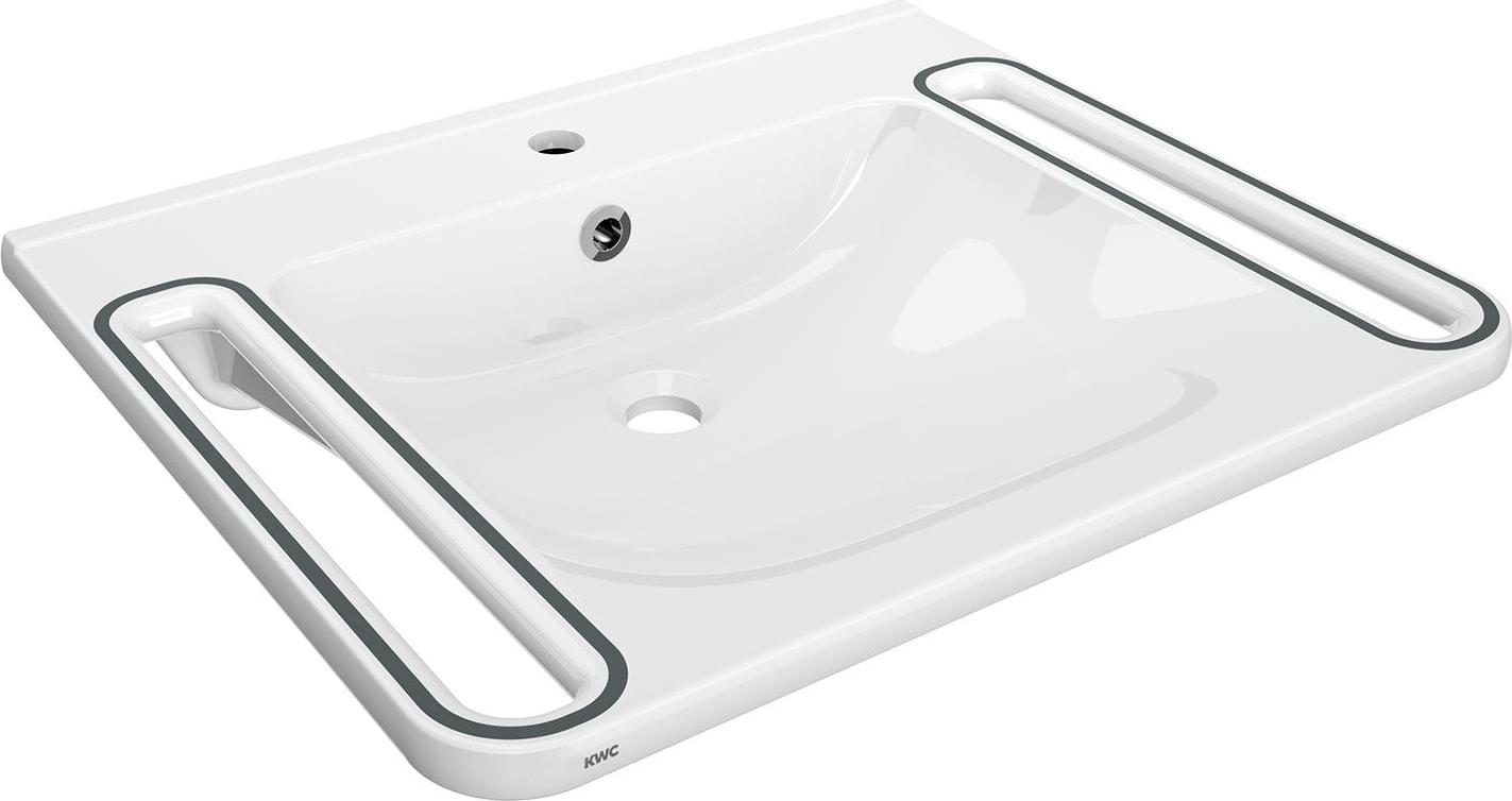 KWC AR Einzelwaschtisch, MEDCARE, MIRANIT, 650x150x550 mm, weiß/grau, Hl., Ül., Gr. 2030070763