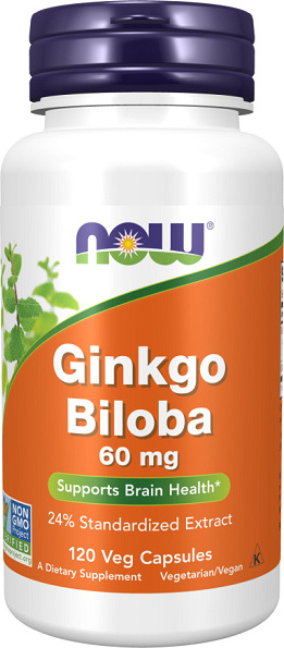 Sonstige Ginkgo Biloba 24% standardisierter Extrakt 60 mg 120 Veg-Kapseln Now Foods