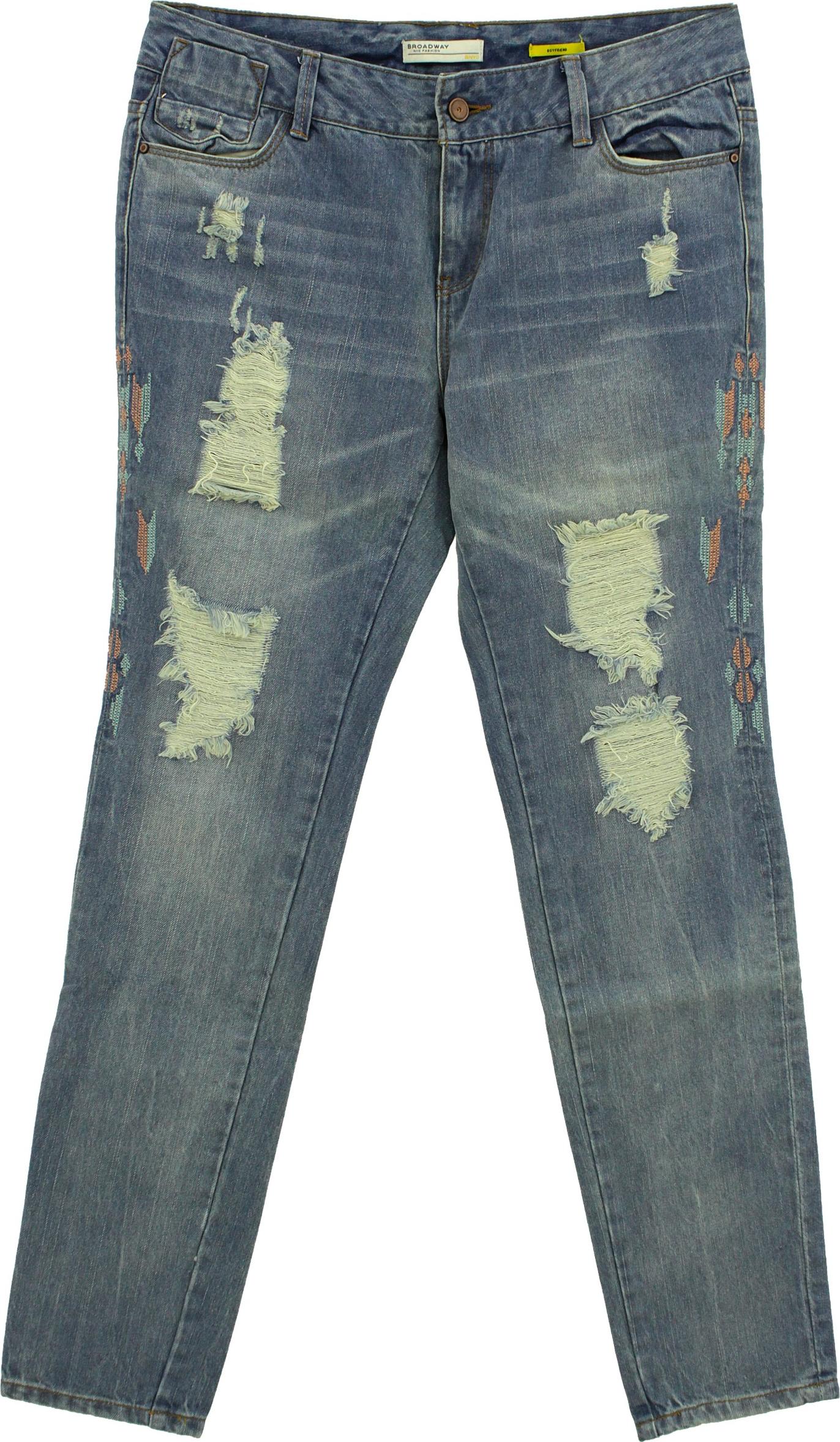 Broadway NYC Fashion 29175 Broadway, , Damen Jeans Hose, Denim ohne Stretch, blue destroyed, W 29 L 34