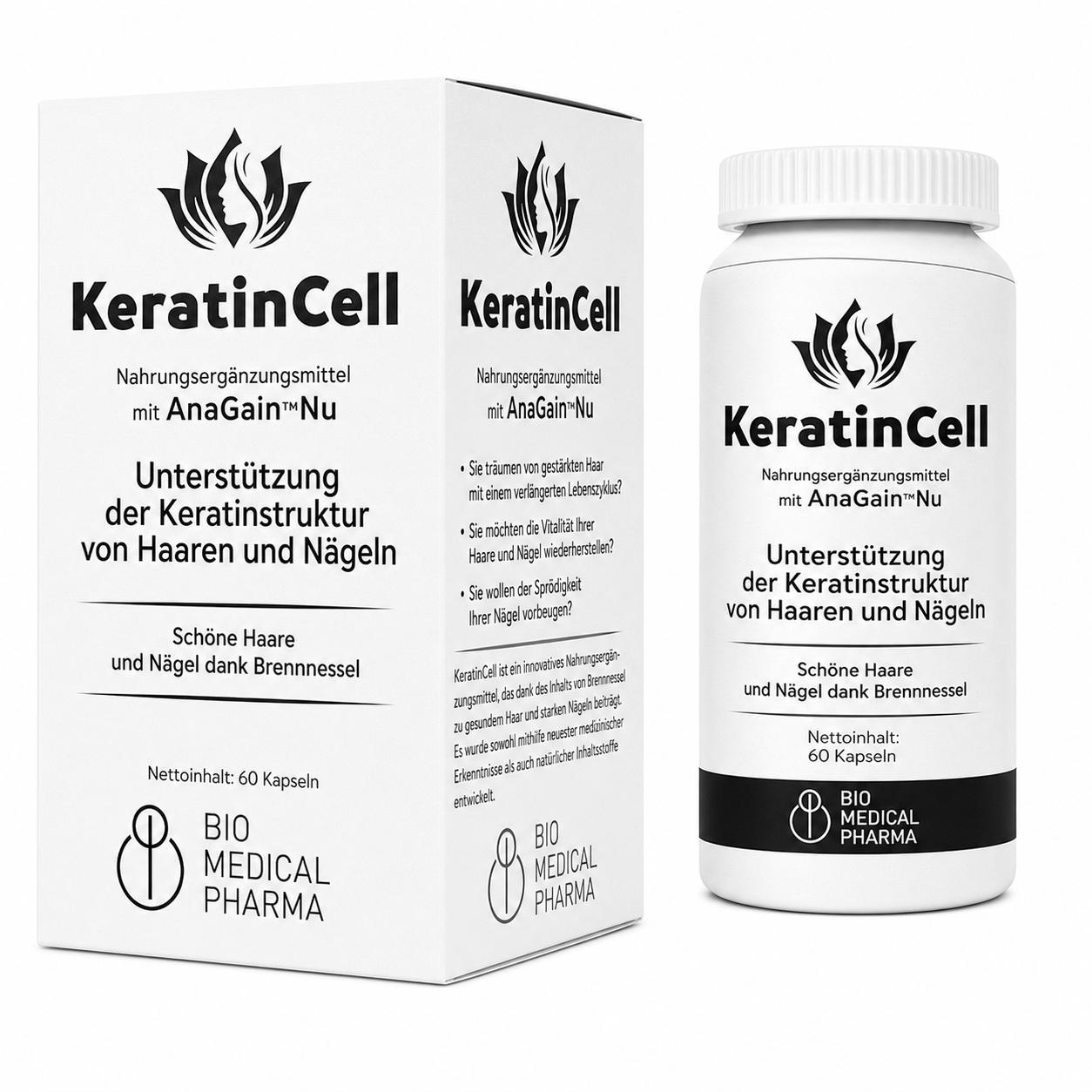 Sonstige Keratin Kapseln – Haarvitamine mit Biotin (2000 µg), MSM, Eisen & Brennnessel – mit AnaGain aus Erbsensprossen – für Frauen & Männer – vegan